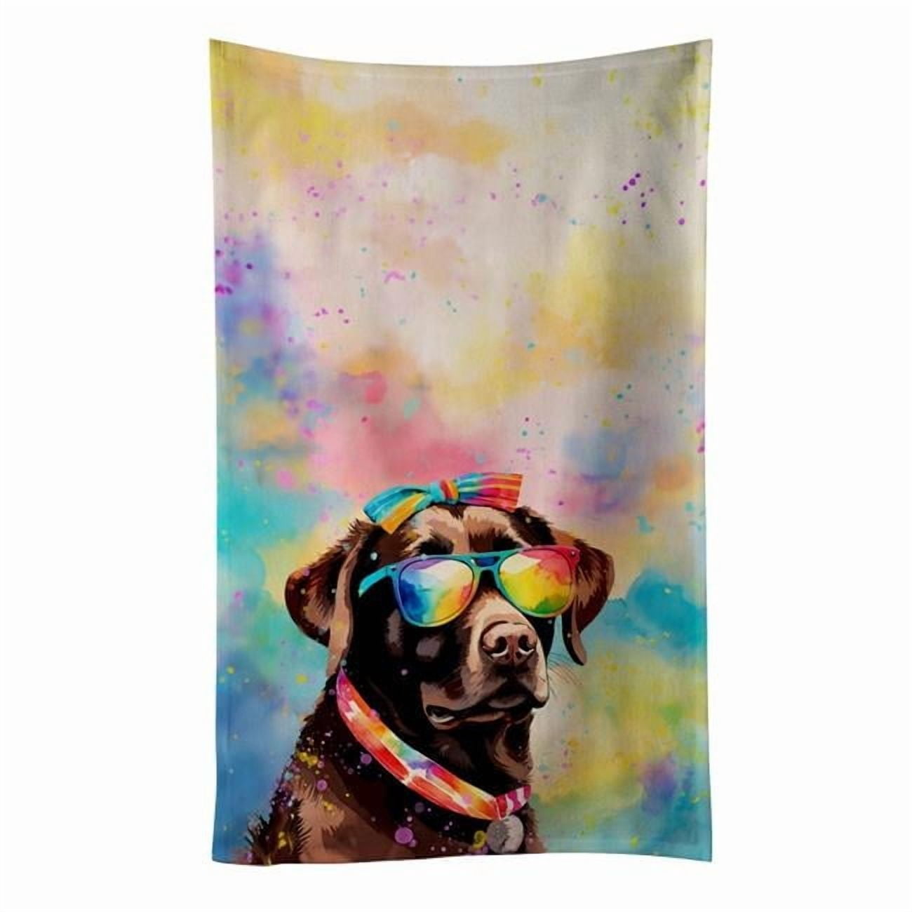 Carolines Treasures DAC2524KTWL 25 x 15 in. Unisex Chocolate Labrador Hippie Dawg 100 Percent Cotton Kitchen Towel
