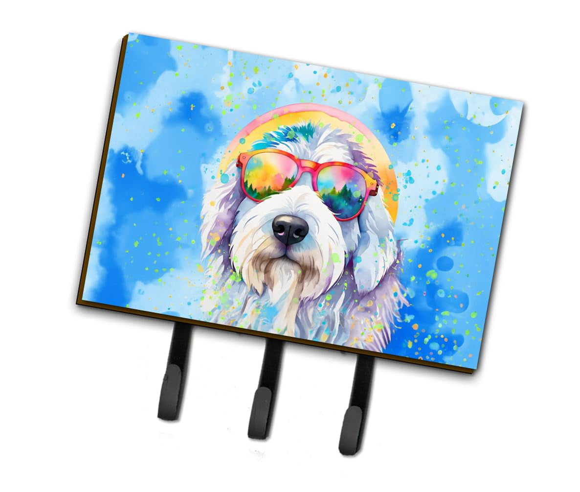 Old English Sheepdog Hippie Dawg Leash or Key Holder 6 in x 9 in