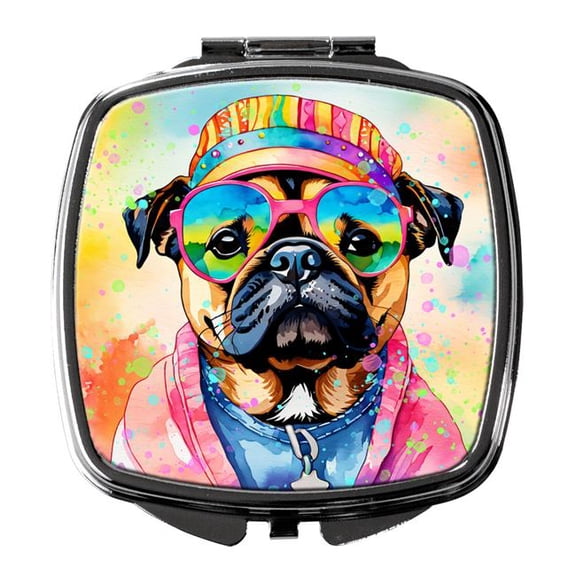 Carolines Treasures DAC2544SCM 3 x 2.75 in. Pug Hippie Dawg Compact Mirror