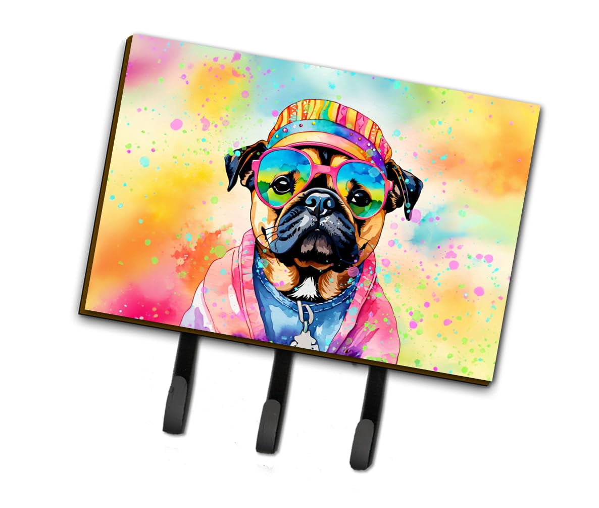 Pug Hippie Dawg Leash or Key Holder 6 in x 9 in