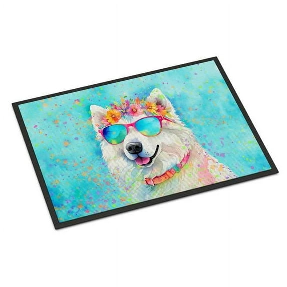 Samoyed Hippie Dawg Doormat 27 in x 18 in