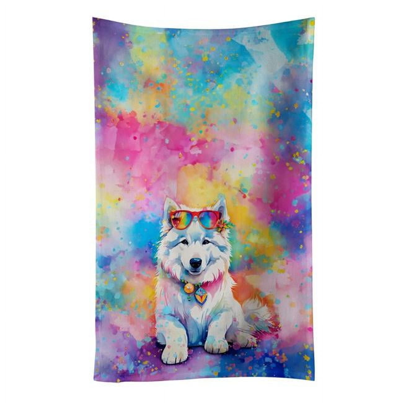 Carolines Treasures DAC2551KTWL 25 x 15 in. Samoyed Hippie Dawg 100 Percent Cotton Kitchen Towel