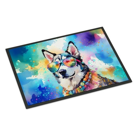 Carolines Treasures DAC2563JMAT 0.15 x 24 x 36 in. Siberian Husky Hippie Dawg Indoor or Outdoor Mat