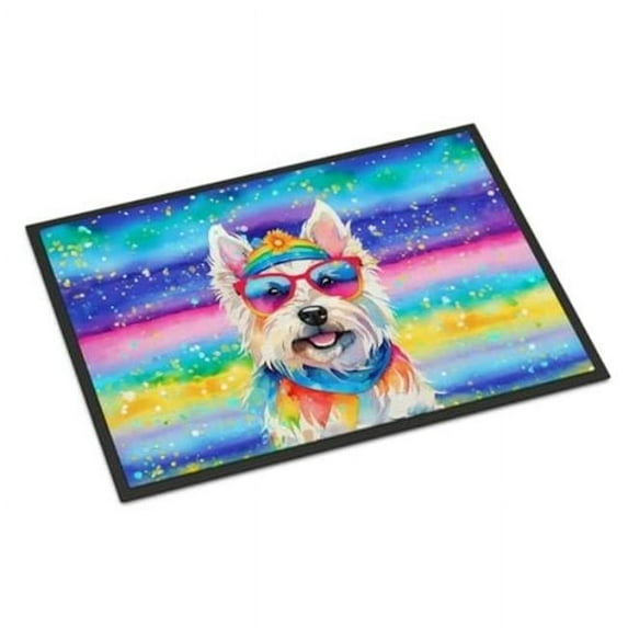 Carolines Treasures DAC2571JMAT 0.15 x 24 x 36 in. Westie Hippie Dawg Indoor or Outdoor Mat