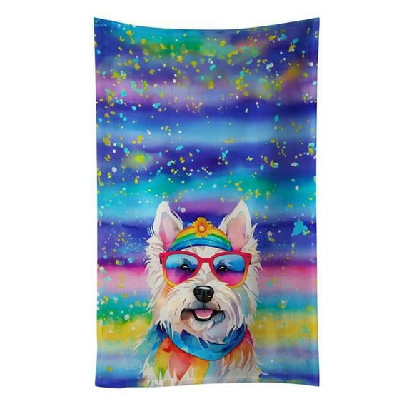 Carolines Treasures DAC2571KTWL 25 x 15 in. Unisex Westie Hippie Dawg 100 Percent Cotton Kitchen Towel