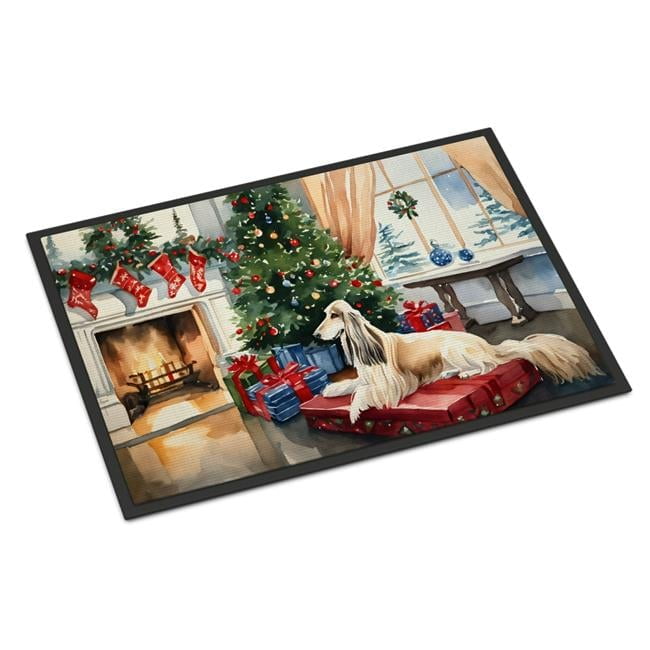 Afghan Hound Cozy Christmas Doormat 27 in x 18 in
