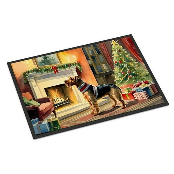 Carolines Treasures DAC2589JMAT 24 x 36 in. Airedale Terrier Cozy Christmas Doormat