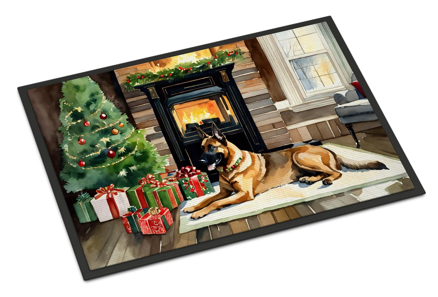 Belgian Malinois Cozy Christmas Doormat 36 in x 24 in