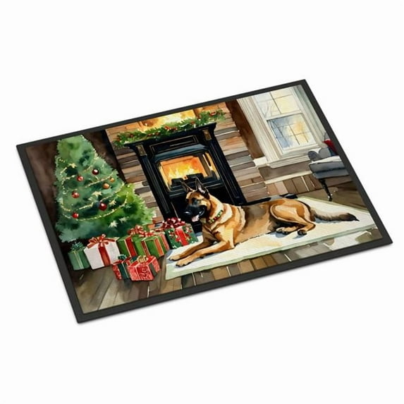 Carolines Treasures DAC2607MAT 0.15 x 18 x 27 in. Belgian Malinois Cozy Christmas Doormat