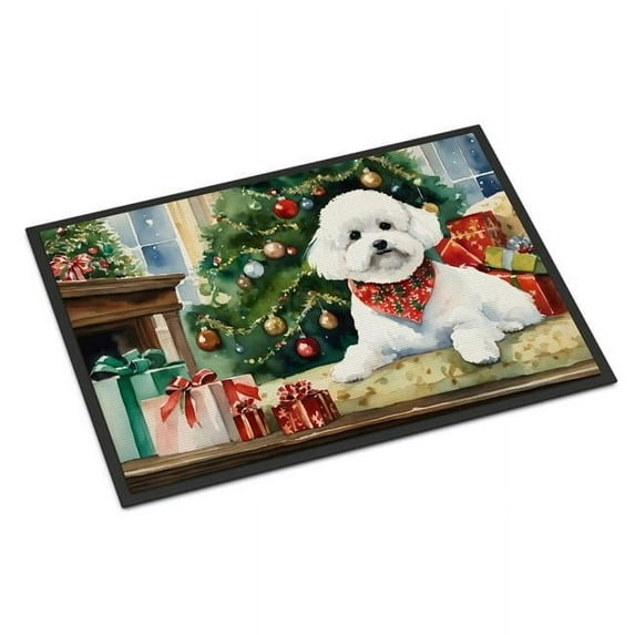 Carolines Treasures DAC2611MAT 0.15 x 18 x 27 in. Bichon Frise Cozy Christmas Doormat
