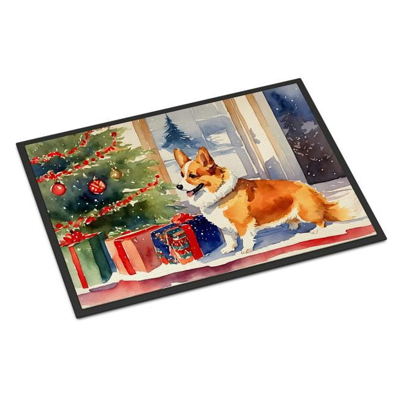 Carolines Treasures DAC2638MAT 0.15 x 18 x 27 in. Corgi Cozy Christmas Doormat