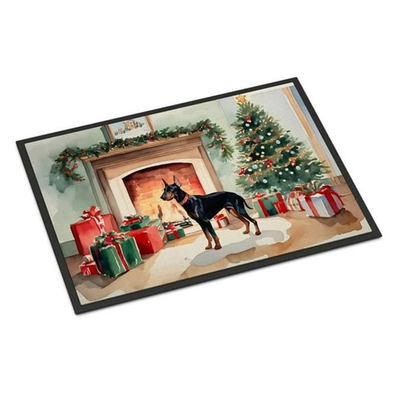 Carolines Treasures DAC2646JMAT 0.15 x 24 x 36 in. Doberman Pinscher Cozy Christmas Doormat