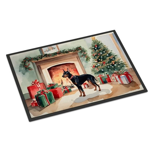 Carolines Treasures DAC2646MAT 0.15 x 18 x 27 in. Doberman Pinscher Cozy Christmas Doormat