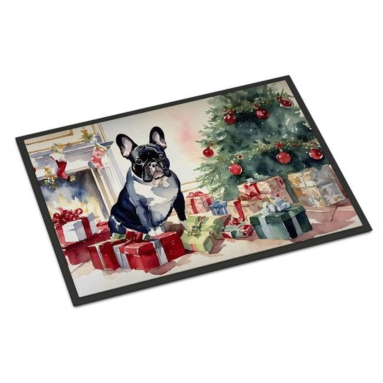 Carolines Treasures DAC2659MAT 0.15 x 18 x 27 in. French Bulldog Cozy Christmas Doormat