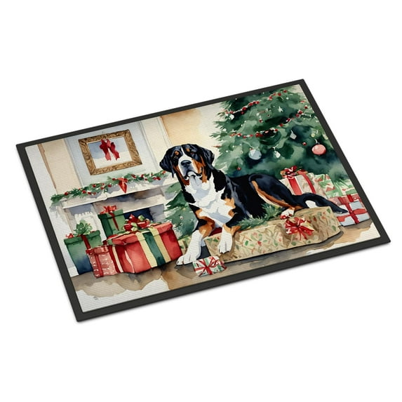 Carolines Treasures DAC2673JMAT 0.15 x 24 x 36 in. Greater Swiss Mountain Dog Cozy Christmas Doormat