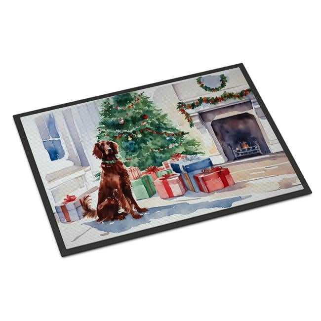 Carolines Treasures DAC2676MAT 0.15 x 18 x 27 in. Irish Setter Cozy Christmas Doormat