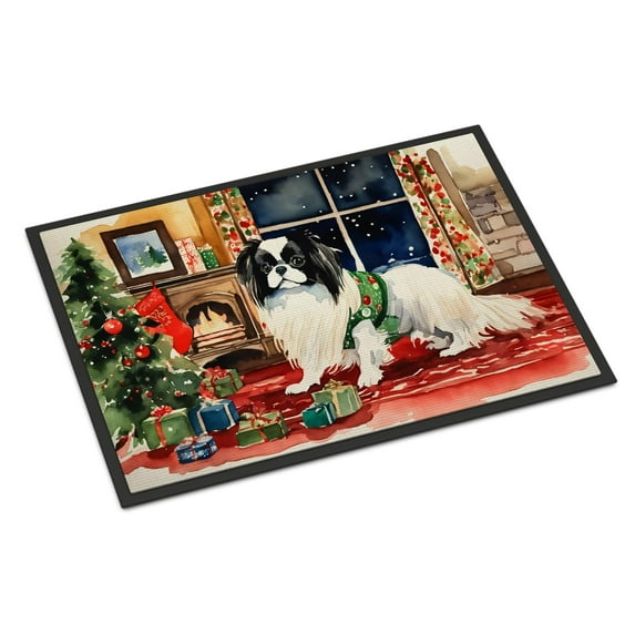 Carolines Treasures DAC2683JMAT 0.15 x 24 x 36 in. Japanese Chin Cozy Christmas Doormat