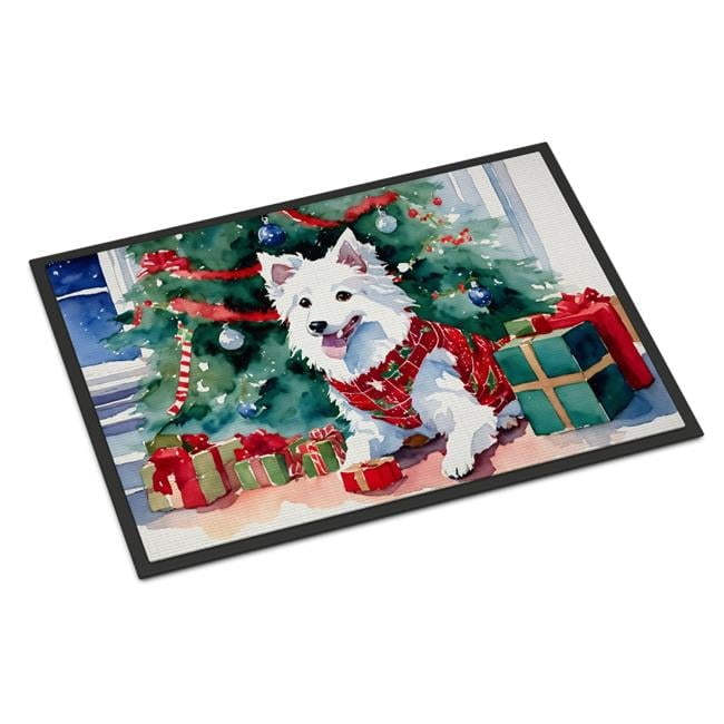 Carolines Treasures DAC2685MAT 18 x 27 in. Japanese Spitz Cozy Christmas Doormat