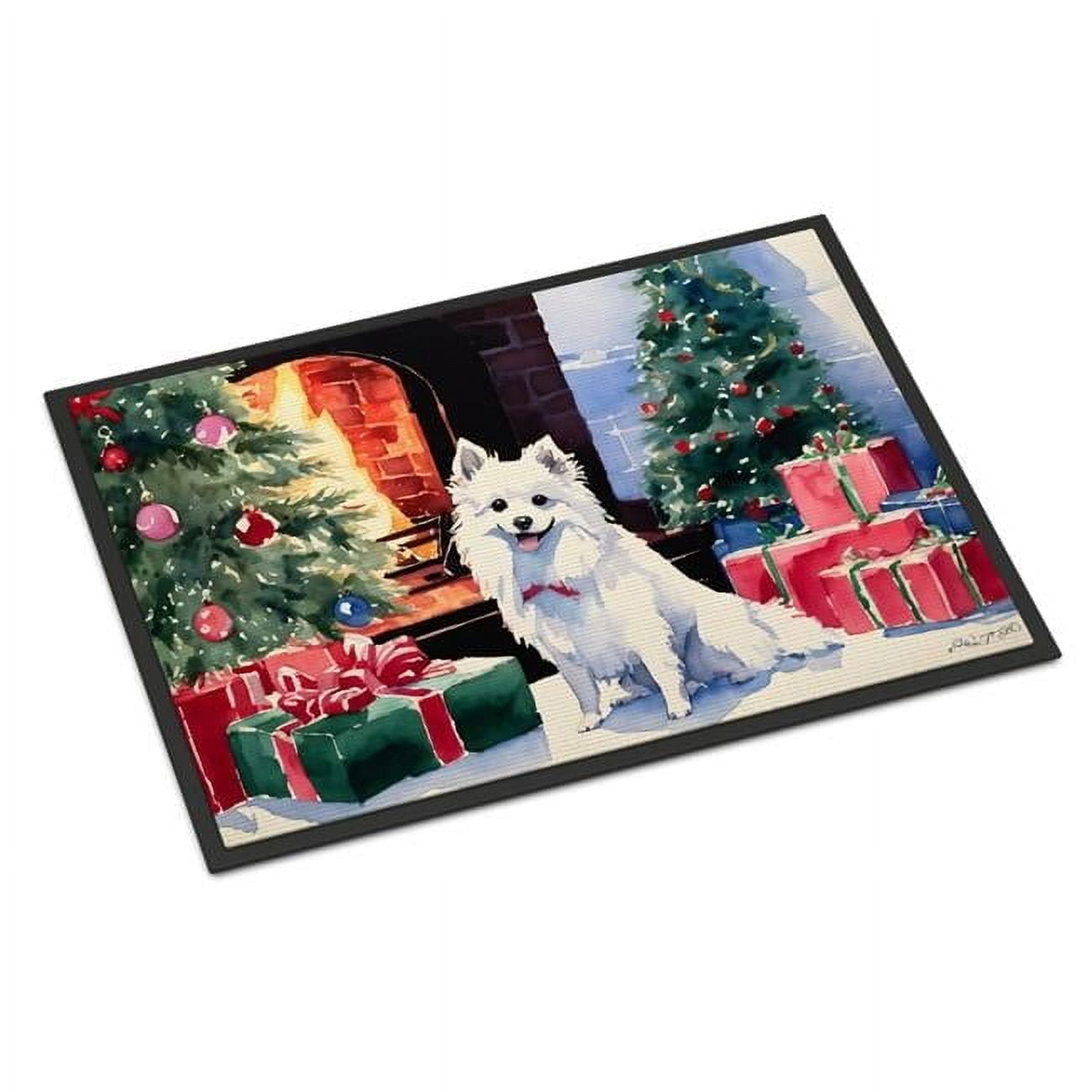 Carolines Treasures DAC2686MAT 18 x 27 in. Japanese Spitz Cozy Christmas Doormat