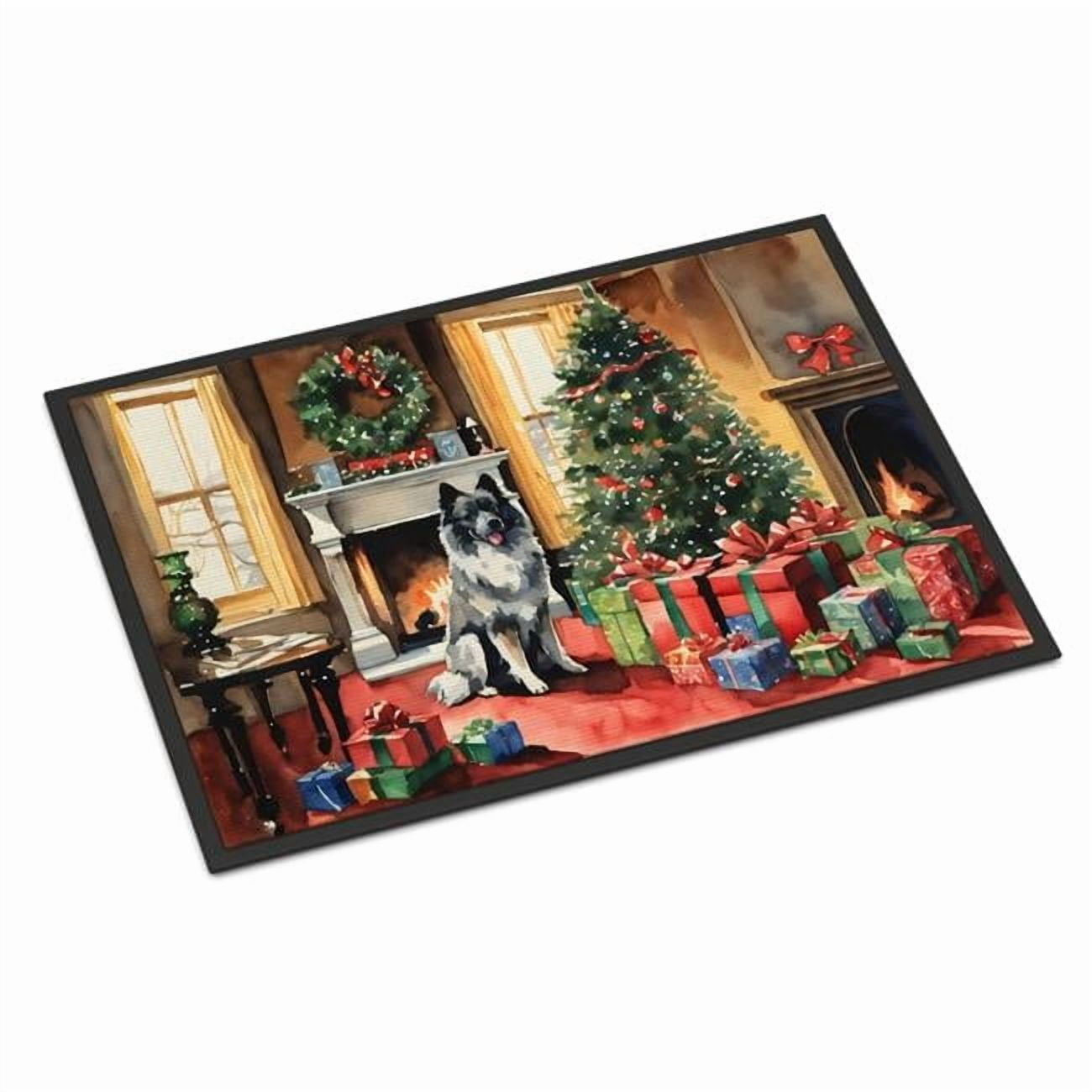 Carolines Treasures DAC2690JMAT 0.15 x 24 x 36 in. Keeshond Cozy Christmas Doormat