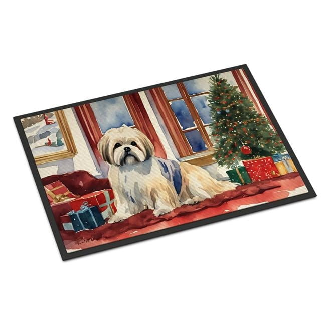 Carolines Treasures DAC2701MAT 18 x 27 in. Lhasa Apso Cozy Christmas Doormat