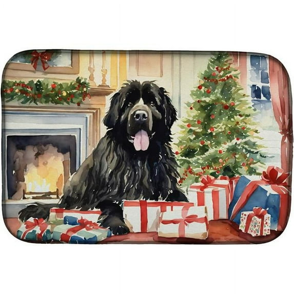 Newfoundland Cozy Christmas Dish Drying Mat 14 in x 21 in
