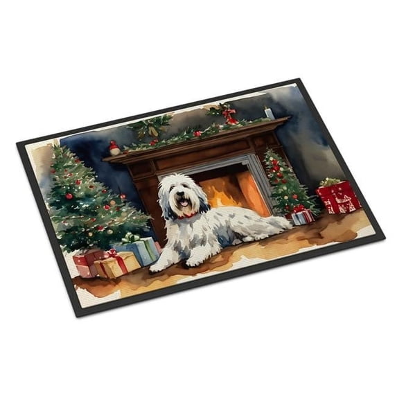 Carolines Treasures DAC2716JMAT 0.15 x 24 x 36 in. Old English Sheepdog Cozy Christmas Doormat