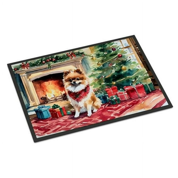 Carolines Treasures DAC2723MAT 18 x 27 in. Pomeranian Cozy Christmas Doormat