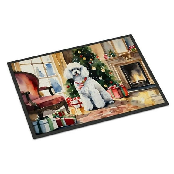Carolines Treasures DAC2727JMAT 0.15 x 24 x 36 in. Unisex Poodle Cozy Christmas Doormat