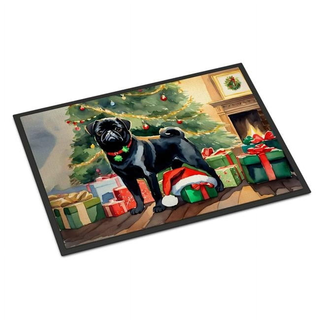 Carolines Treasures DAC2731MAT 0.15 x 18 x 27 in. Pug Cozy Christmas Doormat