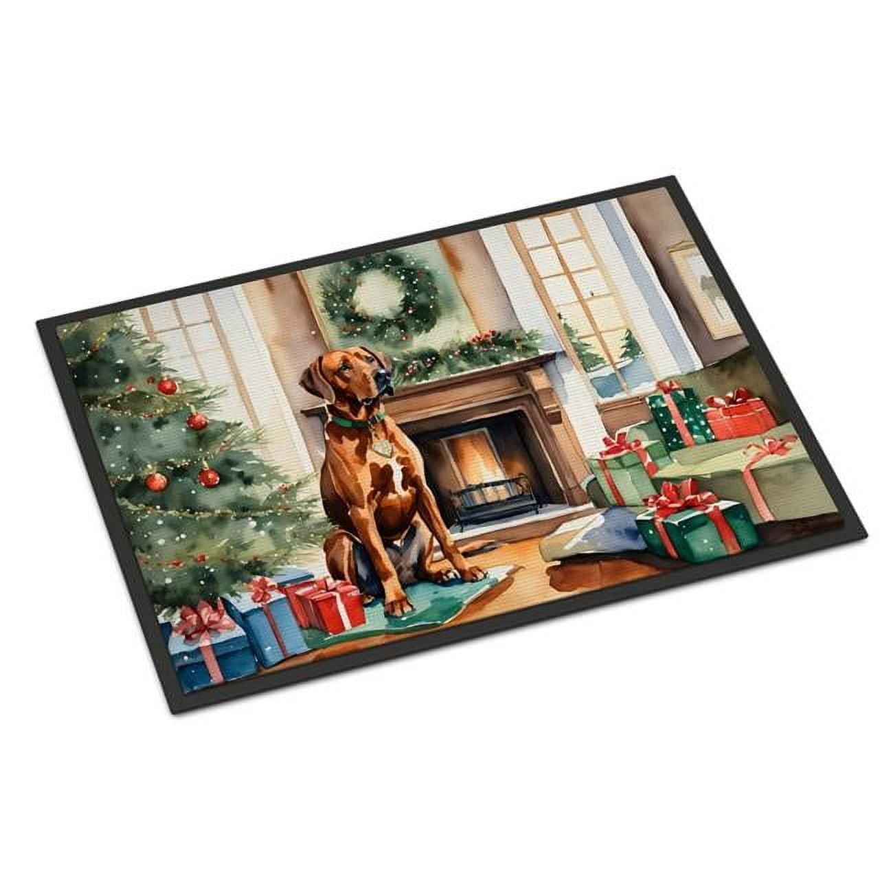Carolines Treasures DAC2735MAT 0.15 x 18 x 27 in. Rhodesian Ridgeback Cozy Christmas Doormat