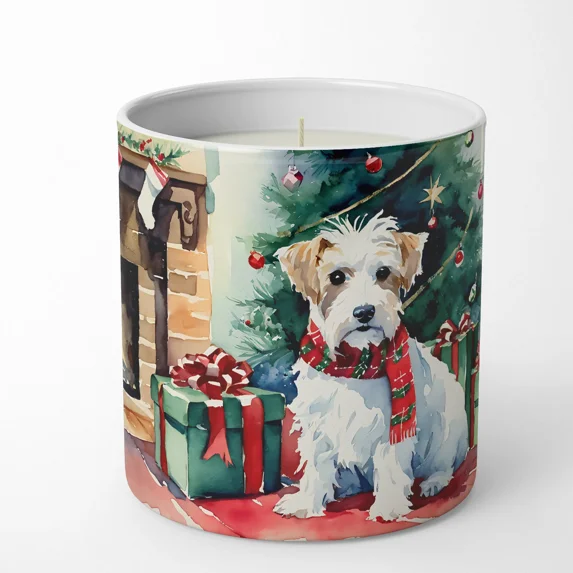 Sealyham Terrier Cozy Christmas Decorative Soy Candle 3.25 in x 3.75 in