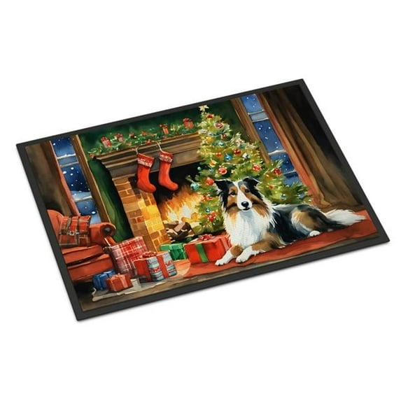 Carolines Treasures DAC2748MAT 0.15 x 18 x 27 in. Sheltie Cozy Christmas Doormat