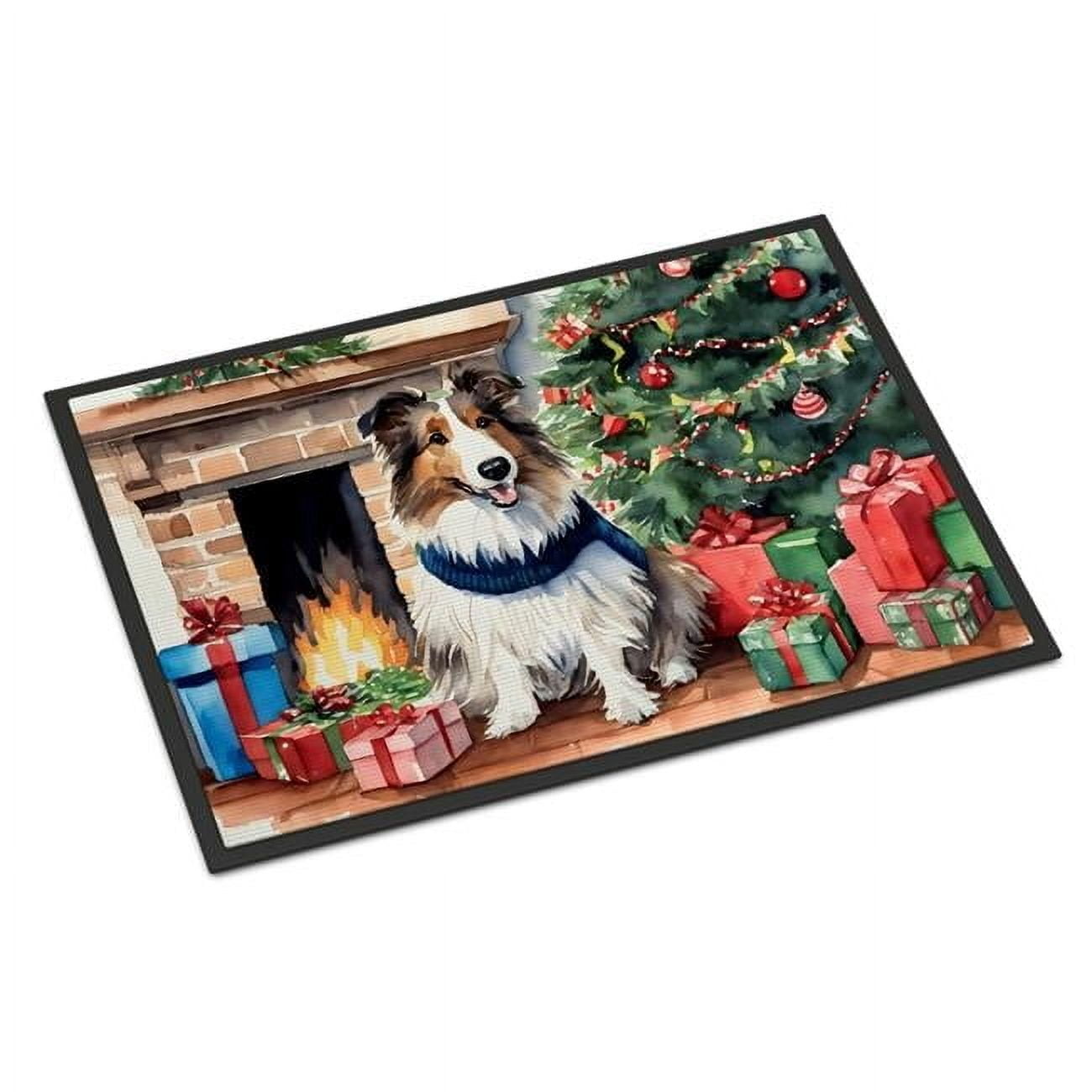 Carolines Treasures DAC2749MAT 0.15 x 18 x 27 in. Sheltie Cozy Christmas Doormat