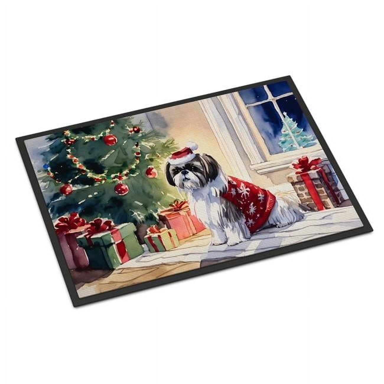 Carolines Treasures DAC2752MAT 0.15 x 18 x 27 in. Shih Tzu Cozy Christmas Doormat