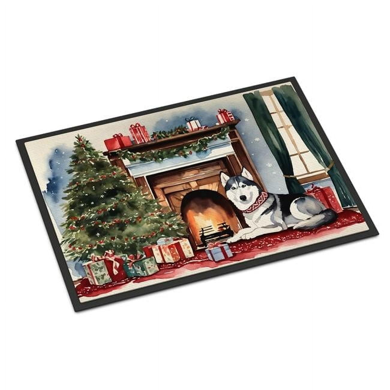 Carolines Treasures DAC2754MAT 0.15 x 18 x 27 in. Siberian Husky Cozy Christmas Doormat