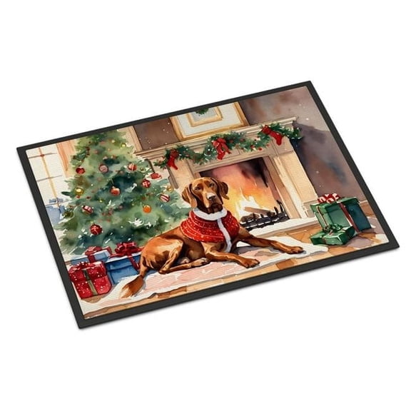 Carolines Treasures DAC2758JMAT 0.15 x 24 x 36 in. Unisex Vizsla Cozy Christmas Doormat