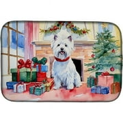 Carolines Treasures DAC2763DDM 14 x 21 x 0.2 in. Polyester & Polyurethane Westie Cozy Christmas Rectangular Dish Drying Mat