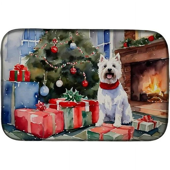 Westie Cozy Christmas Dish Drying Mat 14 in x 21 in