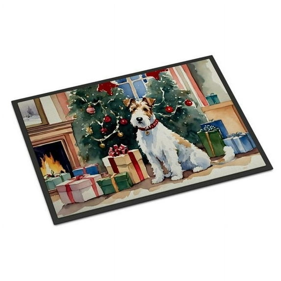 Fox Terrier Cozy Christmas Doormat 36 in x 24 in