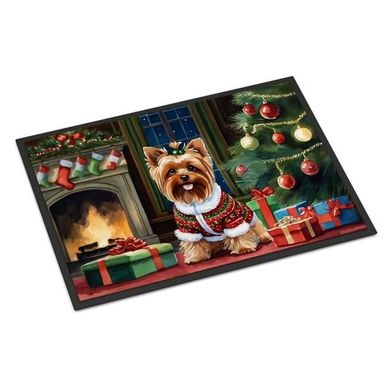 Carolines Treasures DAC2769MAT 0.15 x 18 x 27 in. Yorkshire Terrier Cozy Christmas Doormat