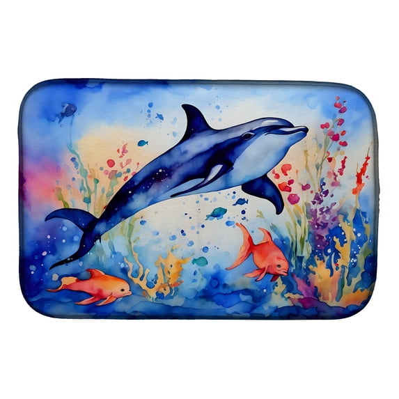 Carolines Treasures DAC2784DDM 21 x 14 in. Dolphin Dish Drying Mat