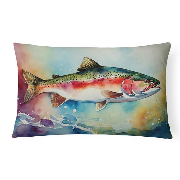 Carolines Treasures DAC2815PW1216 16 x 12 in. Unisex Rainbow Trout Throw Pillow