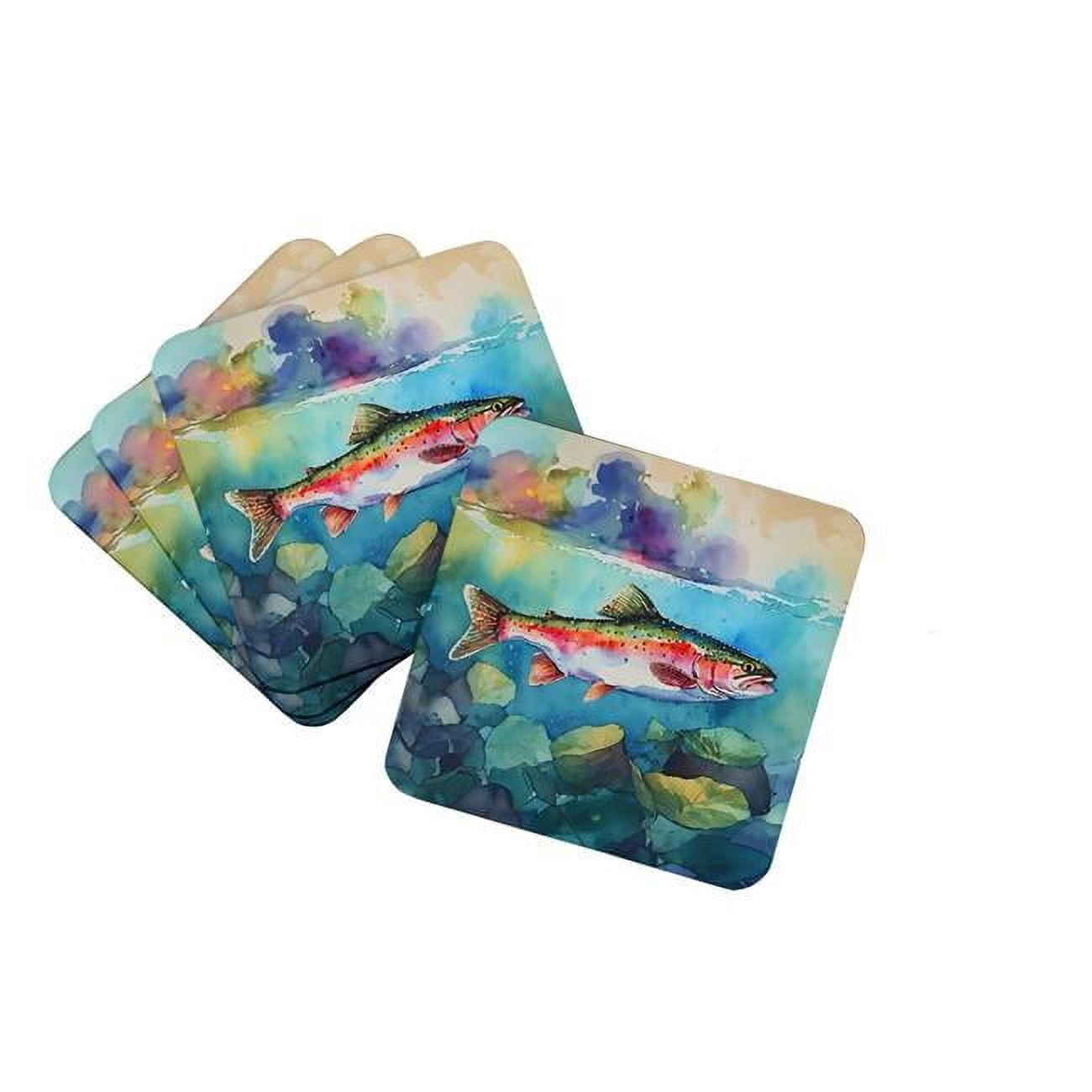 Carolines Treasures DAC2816FC 3.5 x 3.5 in. Rainbow Trout Foam Coasters