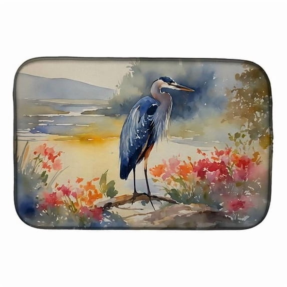 Carolines Treasures DAC2845DDM 21 x 14 in. Blue Heron Dish Drying Mat