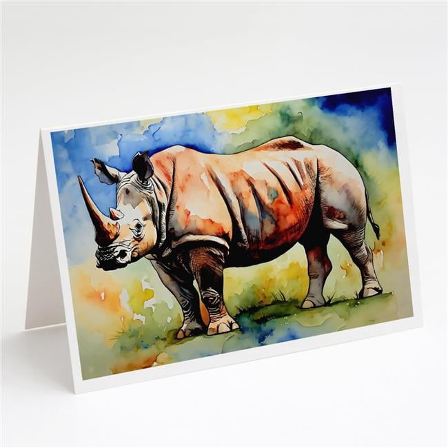 Carolines Treasures DAC2982GCA7P 0.01 x 5 x 7 in. Rhinoceros Greeting Cards - Pack of 8