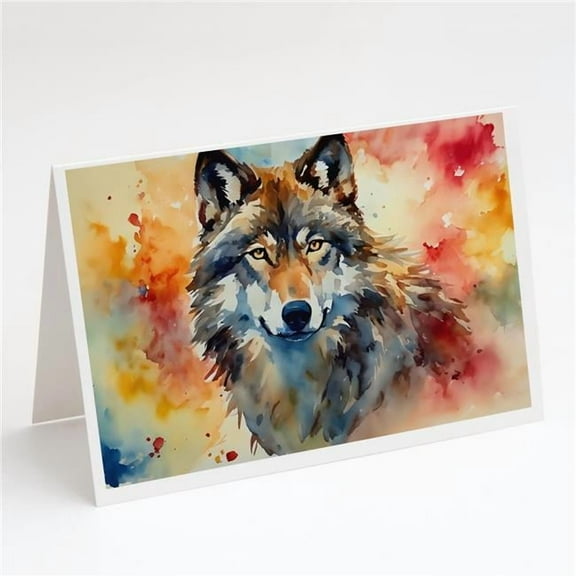 Carolines Treasures DAC3002GCA7P 5 x 7 in. Wolves Wolf Greeting Cards - Pack of 8