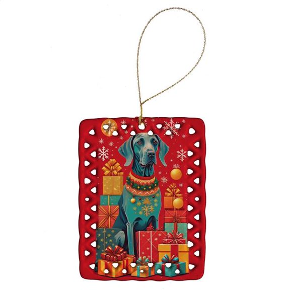 Carolines Treasures DAC3171CO2 3.4 x 2.6 in. Weimaraner Holiday Christmas Porcelain Ornament