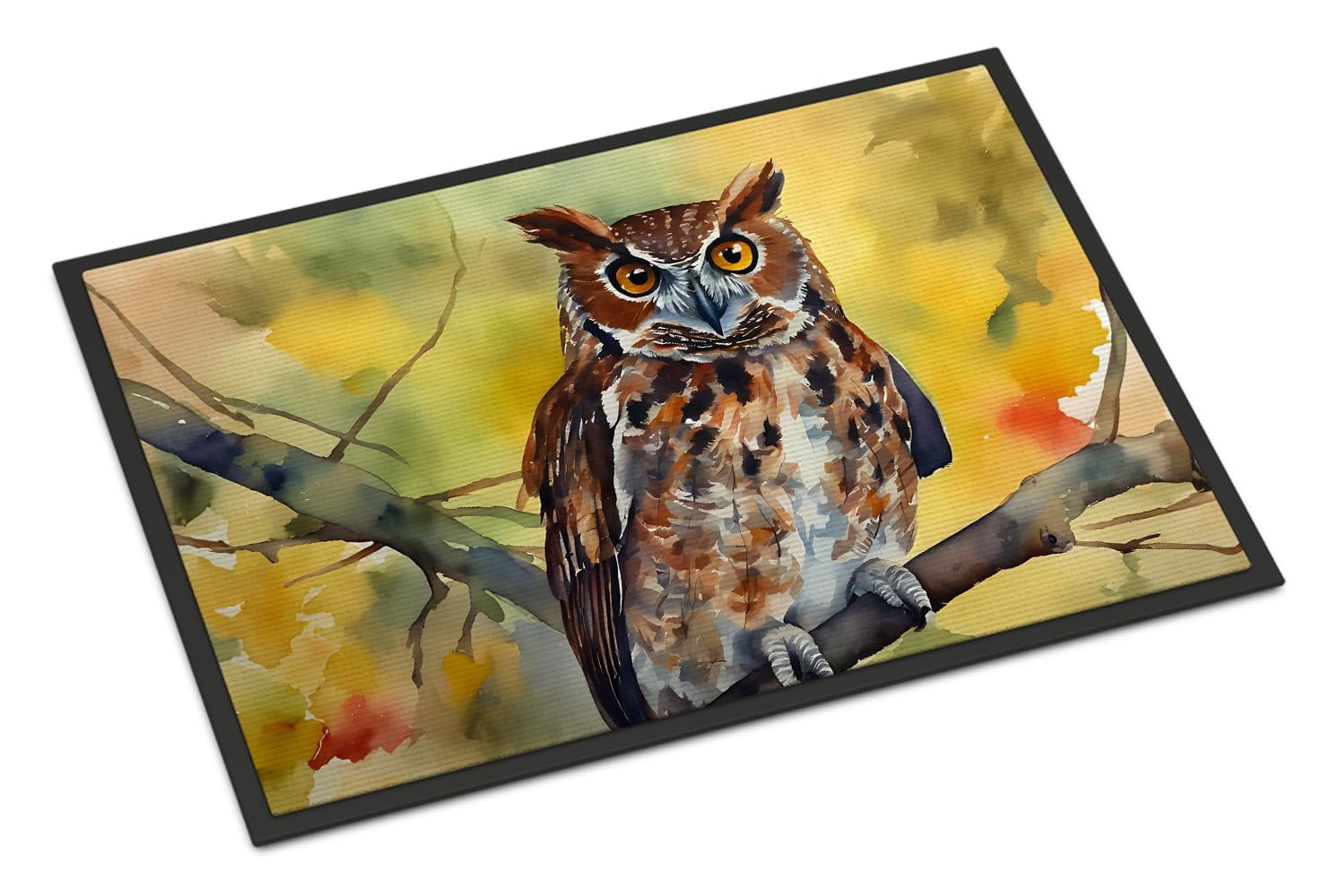 Caroline's Treasures DAC3218JMAT Eastern Screech Owl Doormat Front Door Mat Indoor Outdoor Rugs for Entryway, Non Slip Washable Low Pile, 24H X 36W