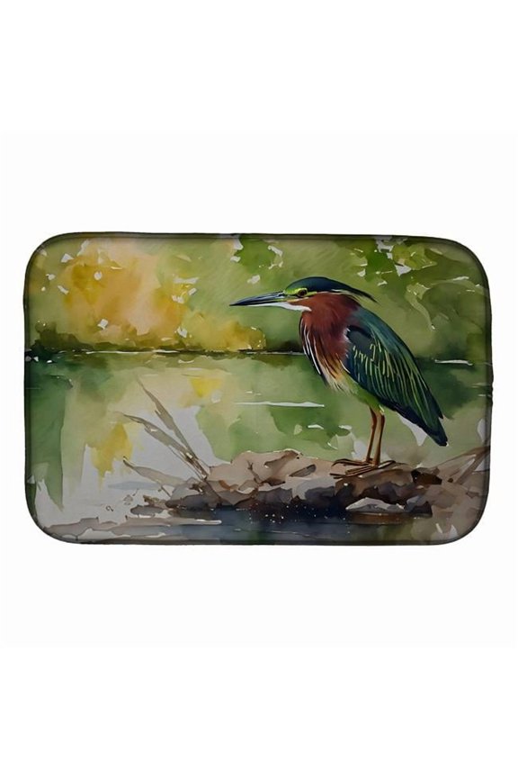 Carolines Treasures DAC3230DDM 21 x 14 in. Green Heron Dish Drying Mat